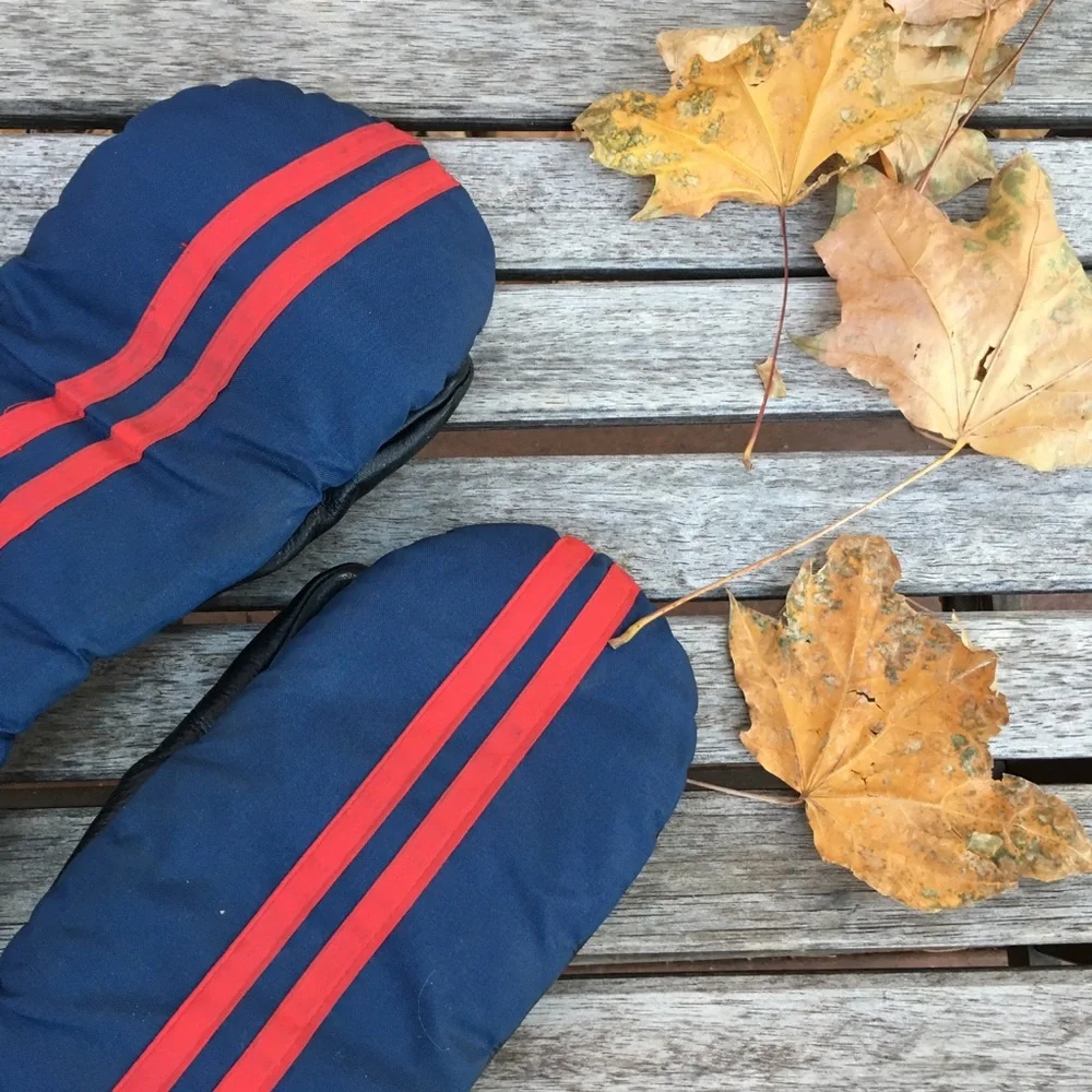 Vintage Red & Blue Mittens Ladies Large